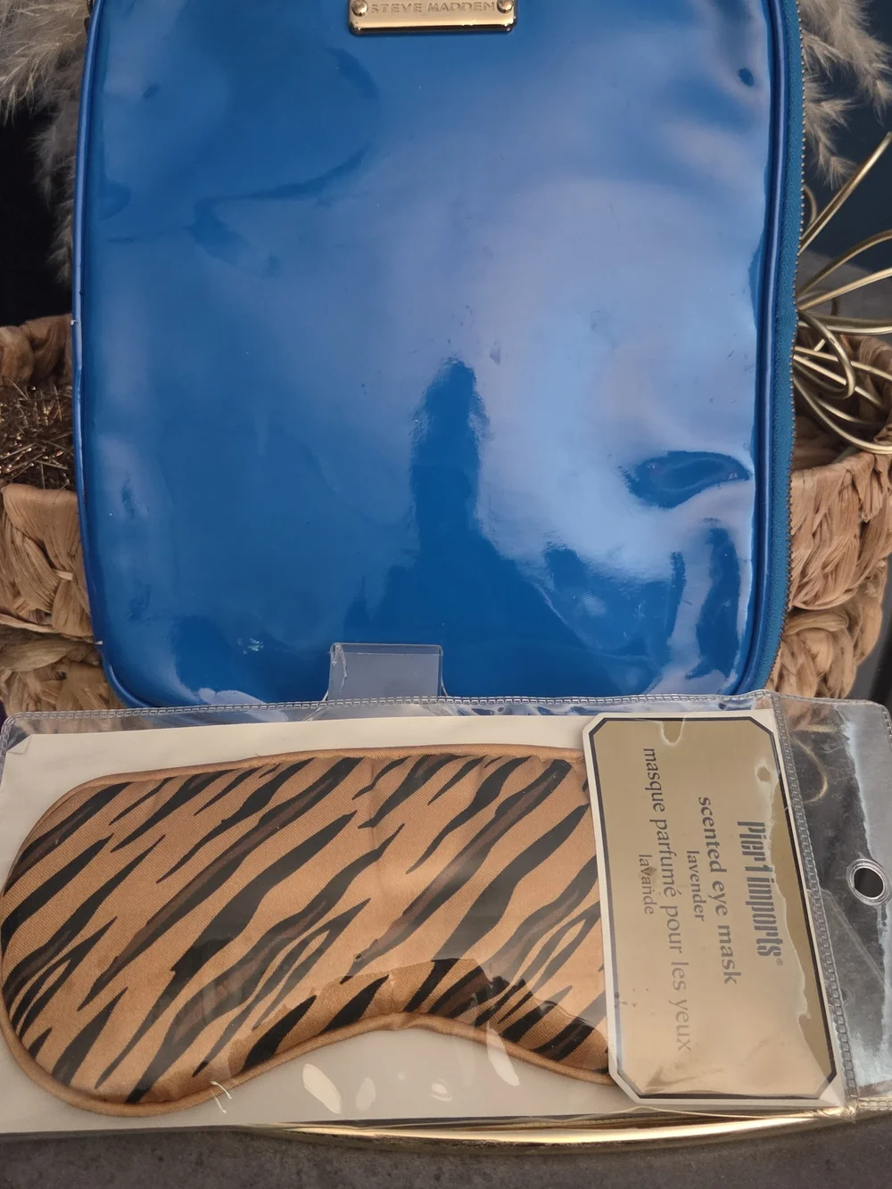Steve Madden Blue Patent Travel Organizer & NIP Pier 1 Lavender Eye Mask